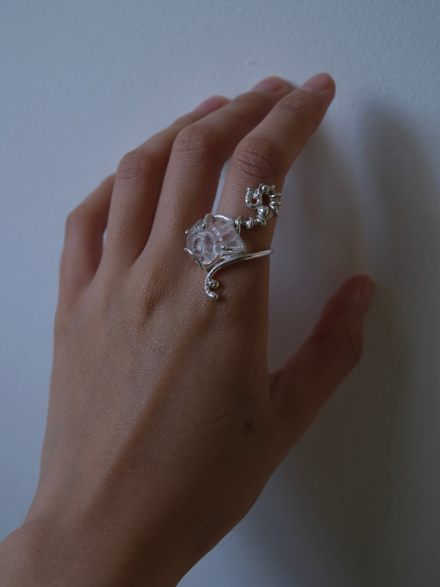 Crystal Shell Silver Ring #01