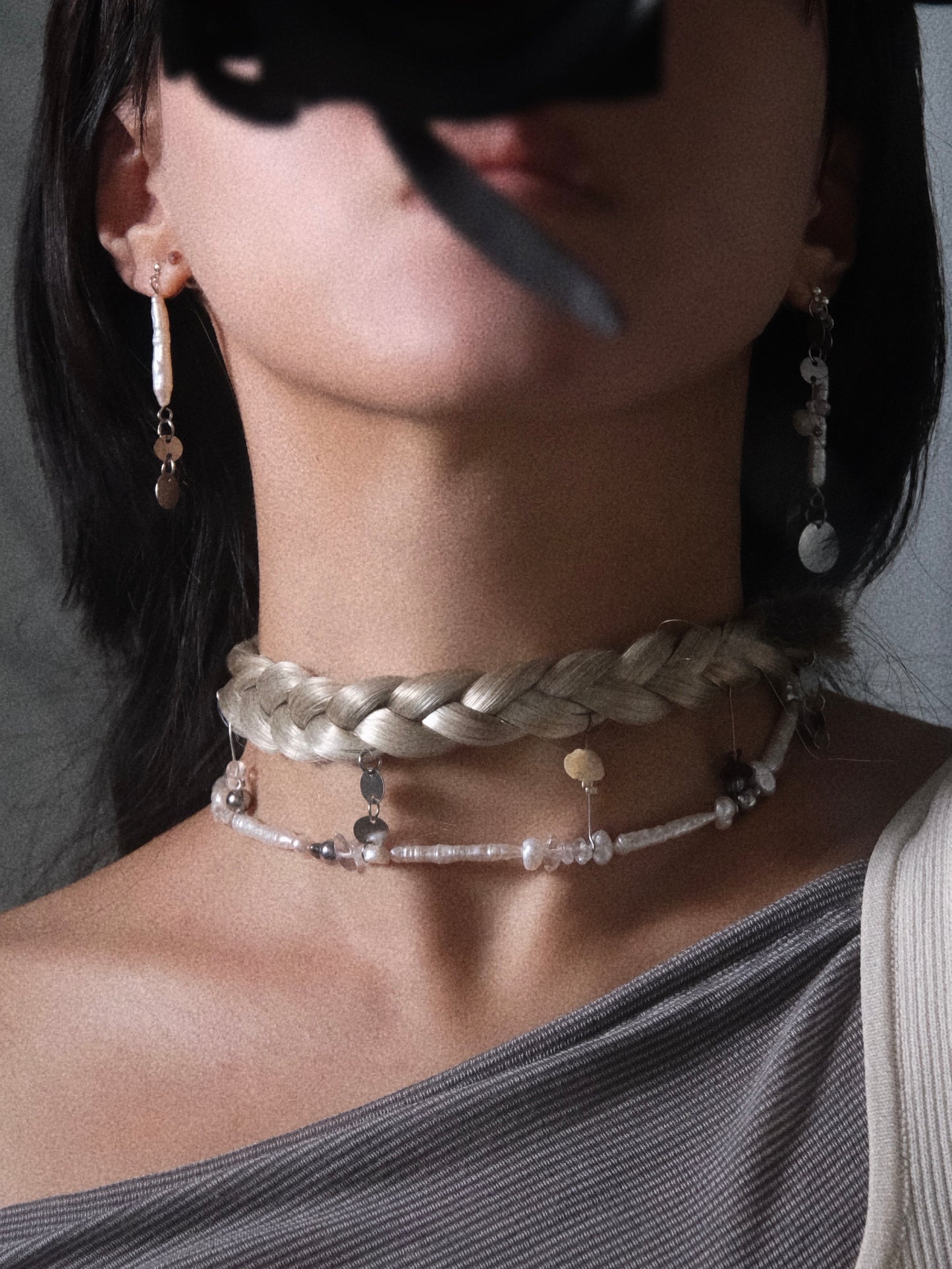 Softly Shimmering Braided Pearl Choker