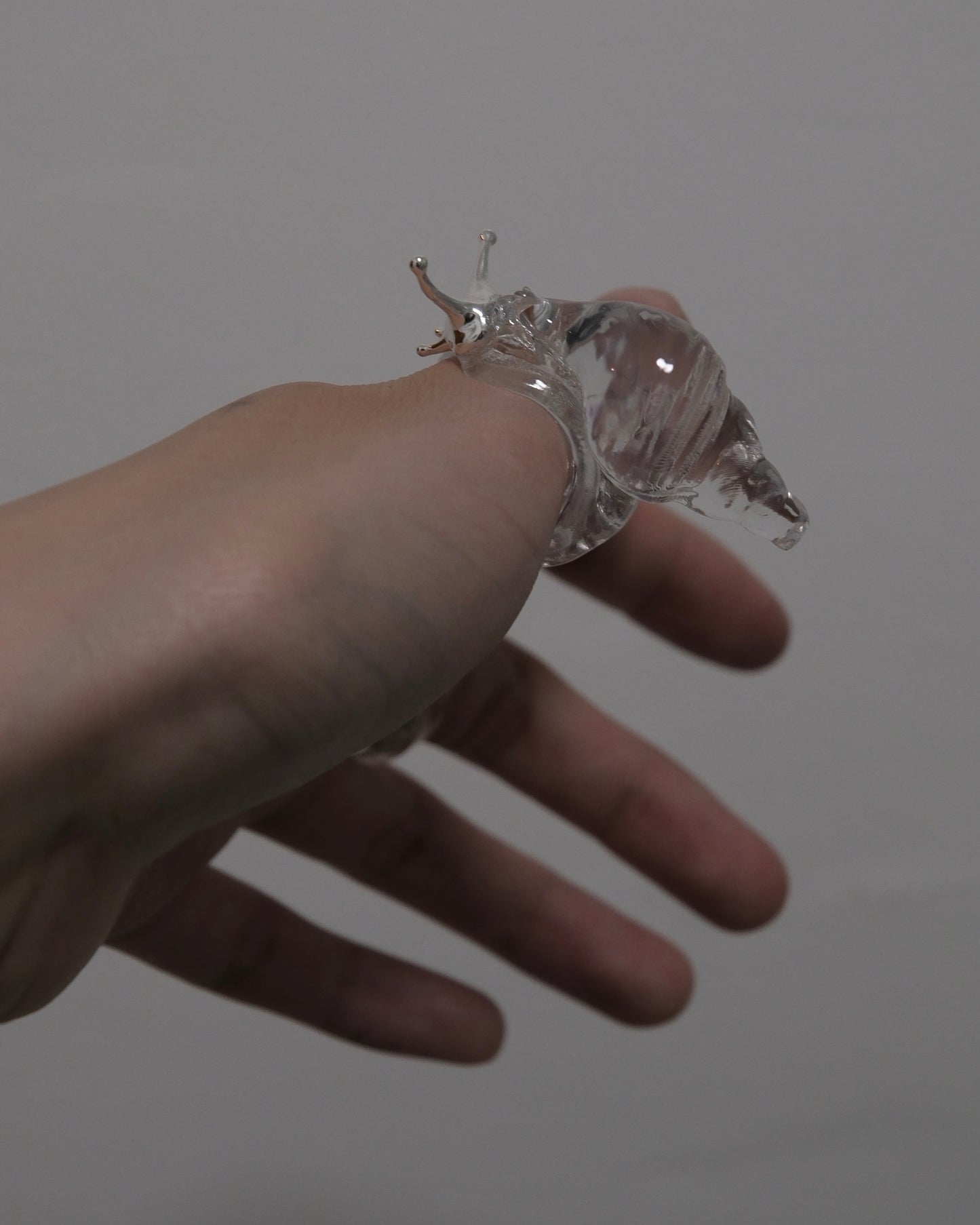 Silver spine snail ring * Crystal Clear *