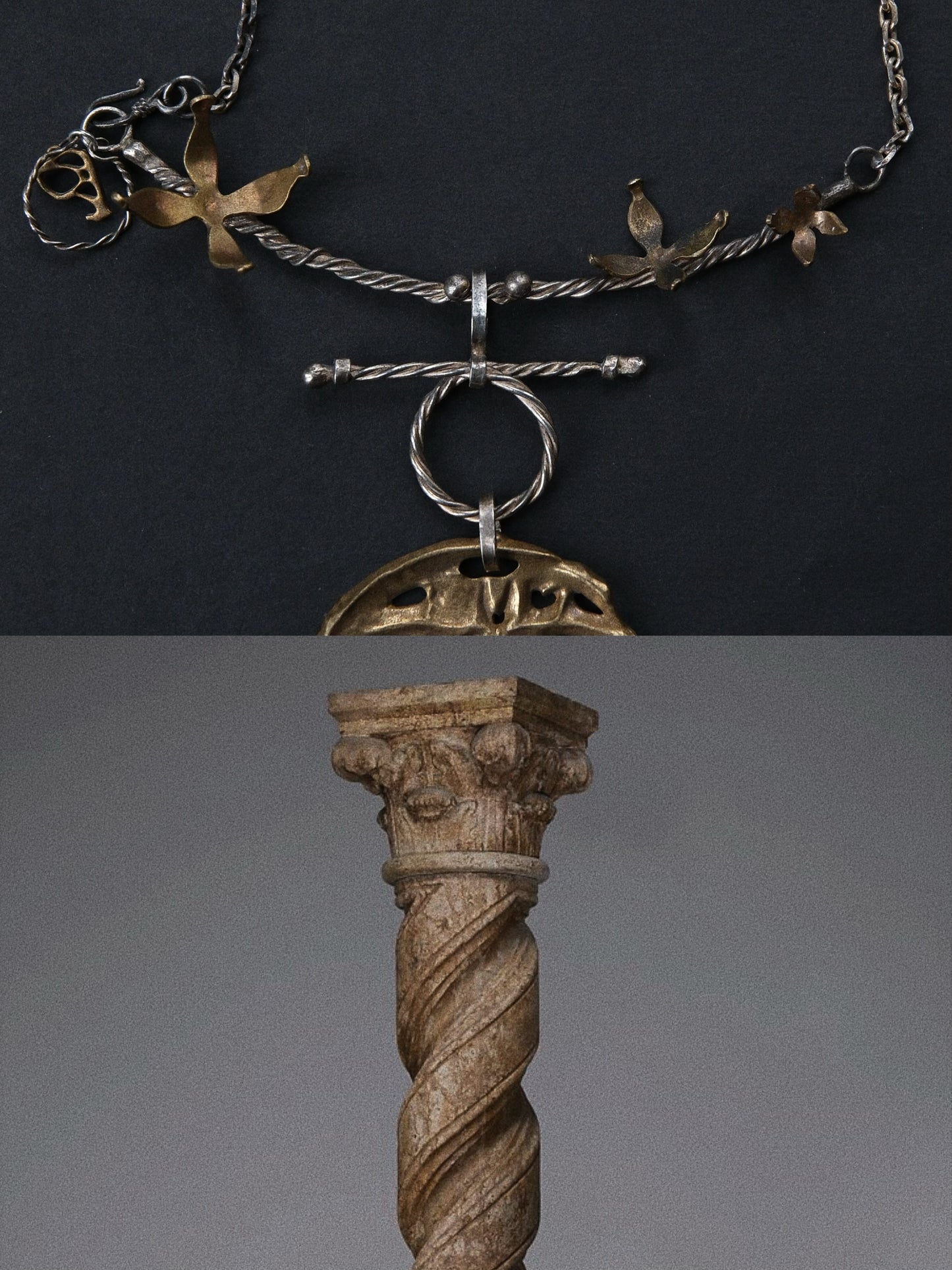 Silver & Brass French Pilgrim’s Badge Necklace