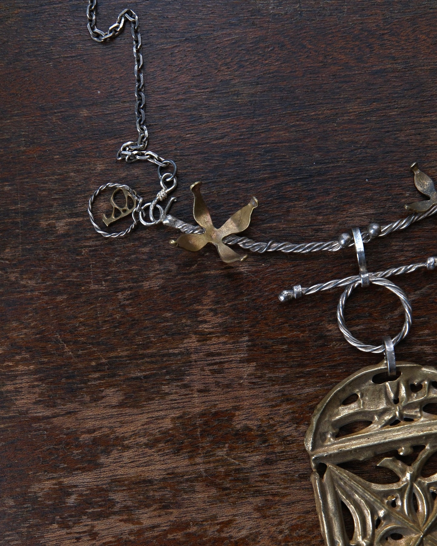 Silver & Brass French Pilgrim’s Badge Necklace