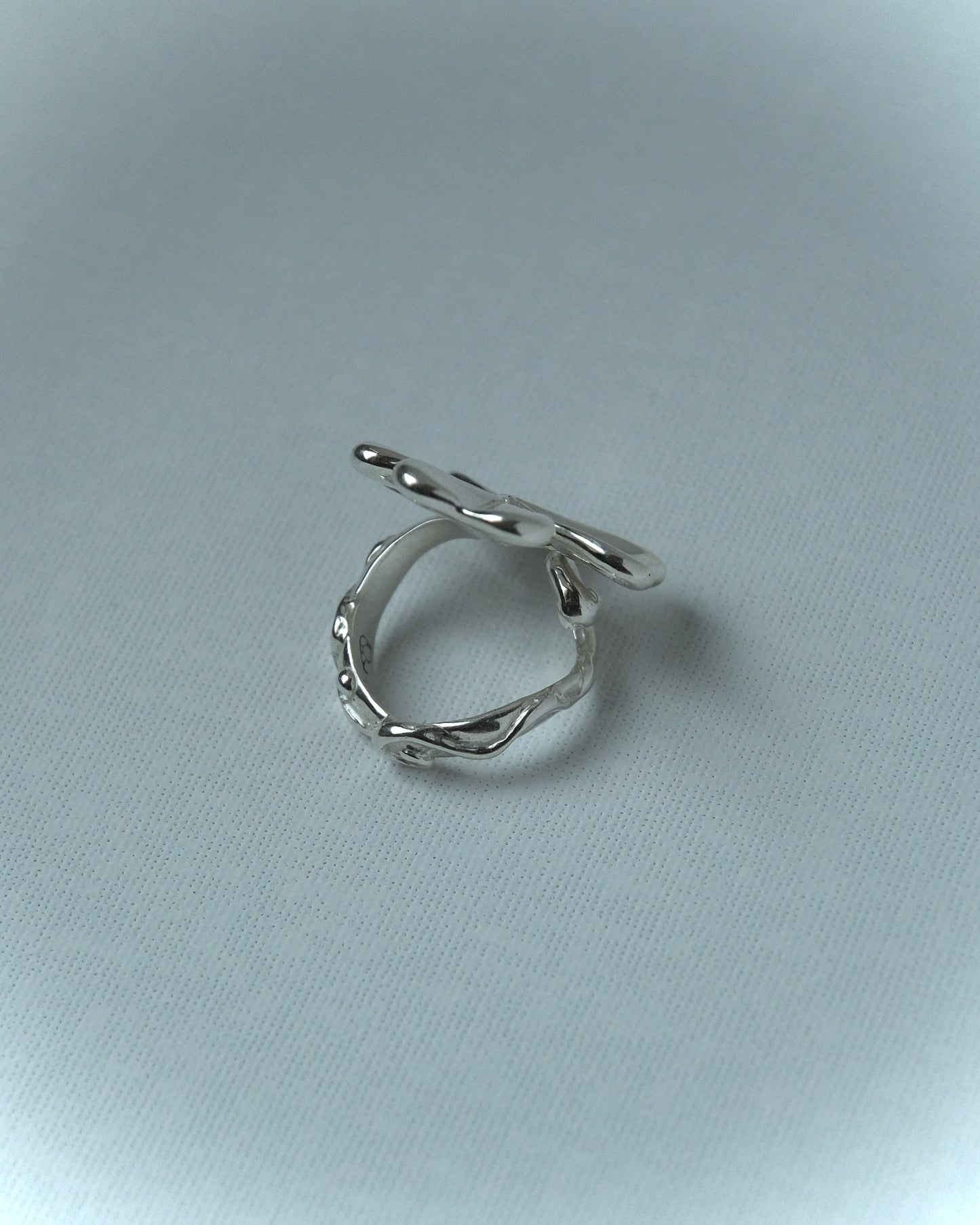 Four-leaf clover silver ring