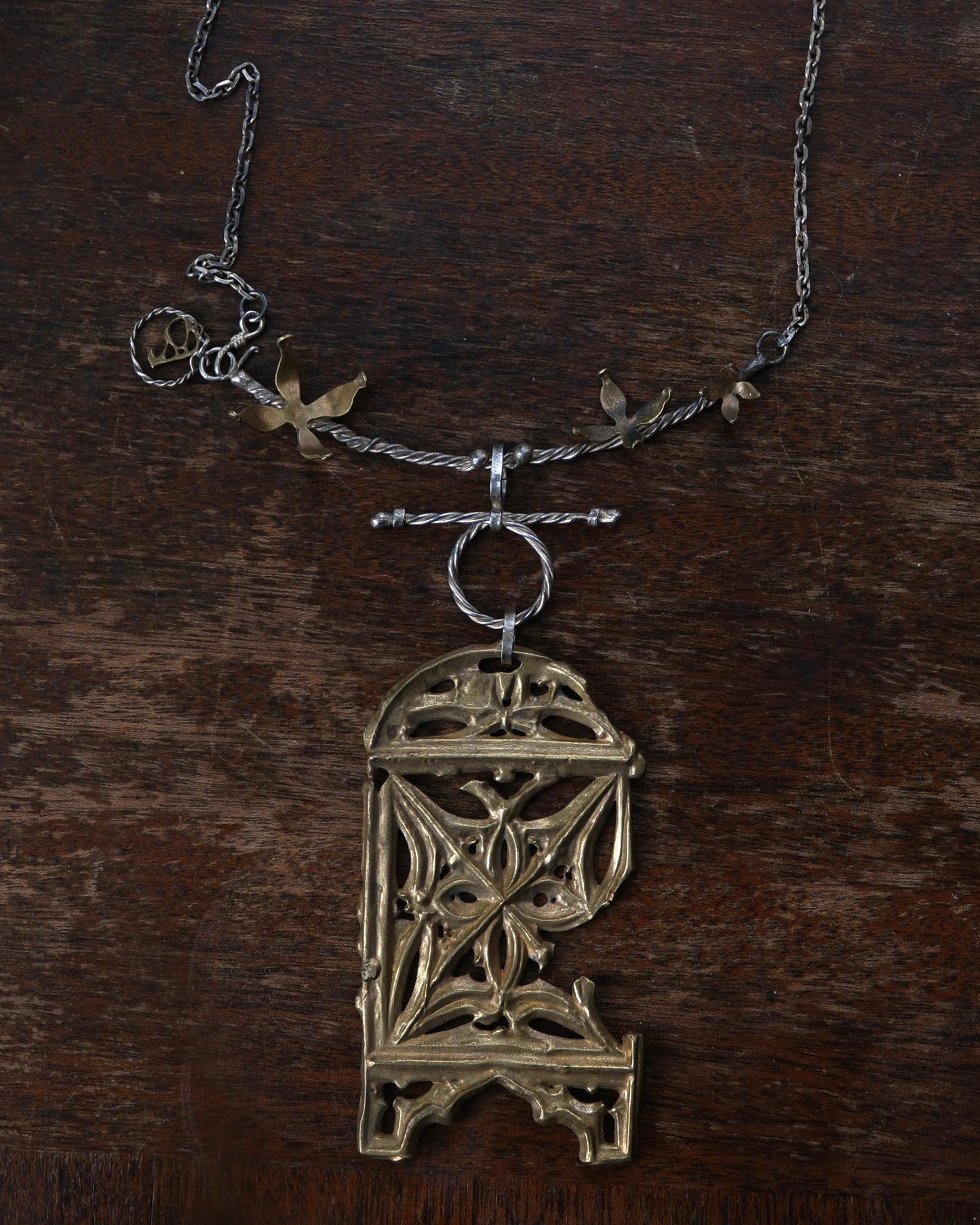 Silver & Brass French Pilgrim’s Badge Necklace